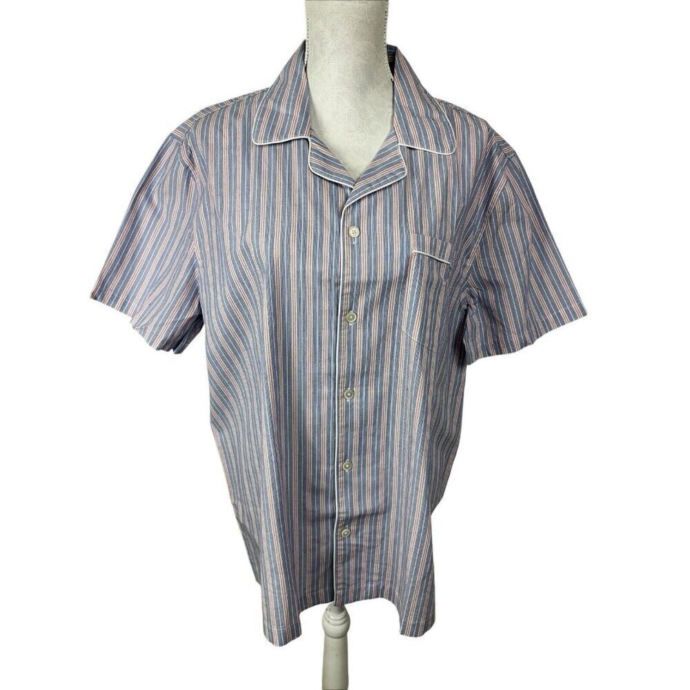 J. Crew NWT Women's L Short Sleeve Cotton Pajama Top Blue White Striped‎ 8725